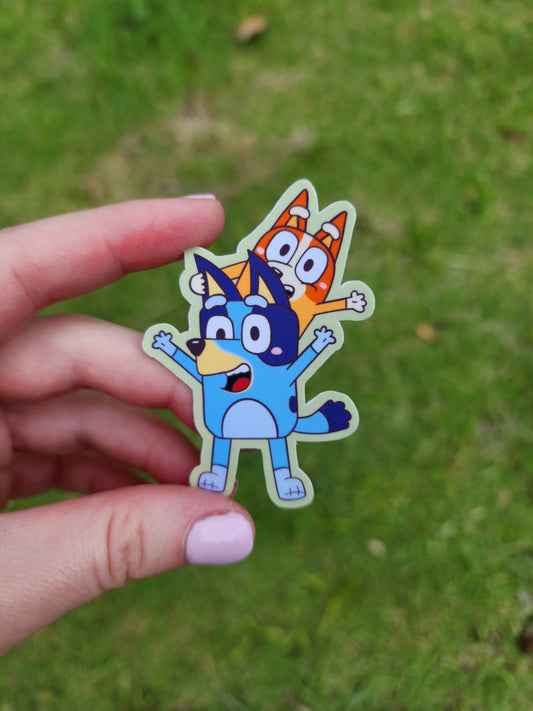 Blue and Orange Puppies Sticker